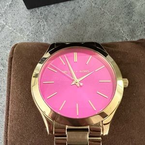 Micheal Kors Runway Gold and Pink face Watch